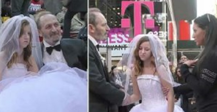 Булката на 12, младоженеца на 65, а сватбата е в центъра на града – вижте реакциите на хората